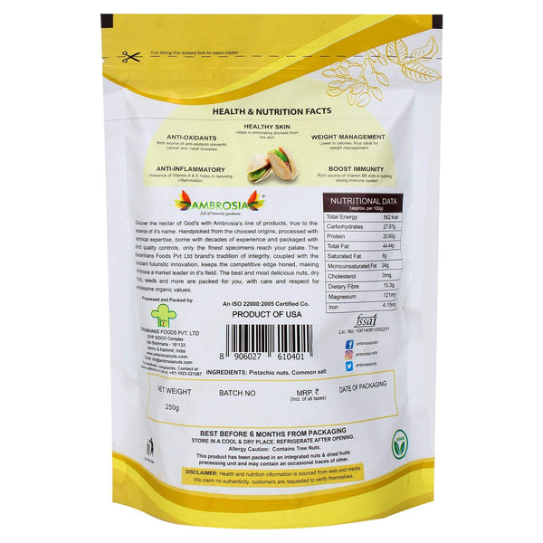 Ambrosia Nuts Online Raw California Almonds & Pistachio Combo 500 g (Pack of 2, Each 250 g)