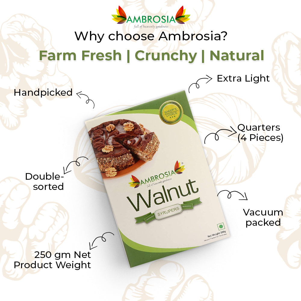 AMBROSIA WALNUT KERNELS (SYRUPERS) 250G.