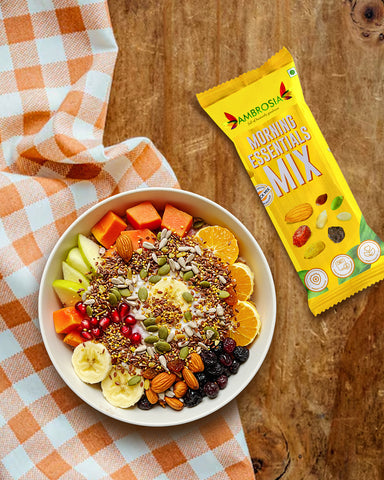 Ambrosia TrailMixes Delight Rakhi Gift Hamper 320g (each pack 40g) | Packed with variety of roasted nuts, dried fruits and seeds