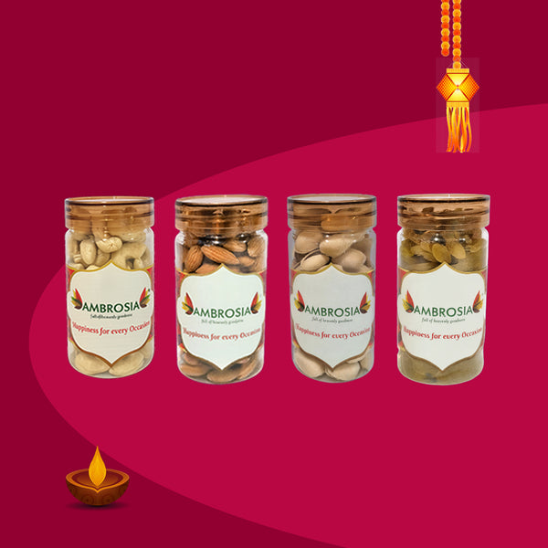 Ambrosia Diwali Dry Fruits Gift Box 440g - Diwali Gift Hamper | Festive Dry Fruit Gift |Almonds, Cashew, Pista & Raisins