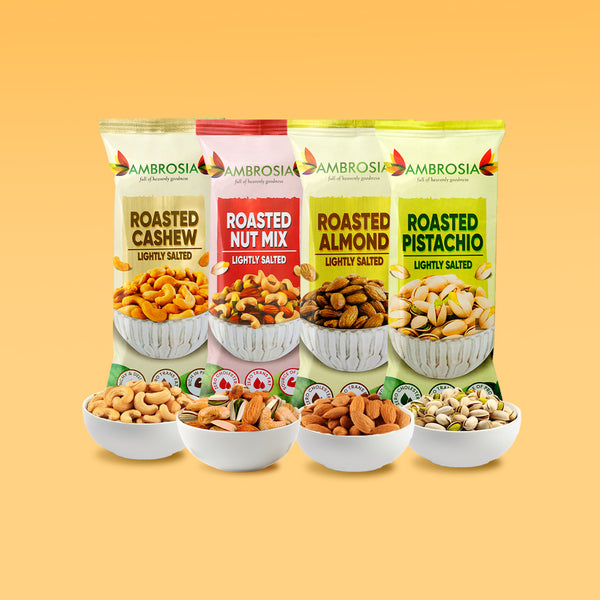 Ambrosia TrailMixes Delight Rakhi Gift Hamper 320g (each pack 40g) | Packed with variety of roasted nuts, dried fruits and seeds