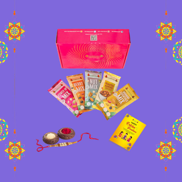 Ambrosia Dry Fruit Box, 150g - Premium Dryfruit Gift Hamper | Morning Essential Trail Mix | Berry Trail Mix | Exotic Nut Trail Mix | Powerup Mix | Roasted Almonds