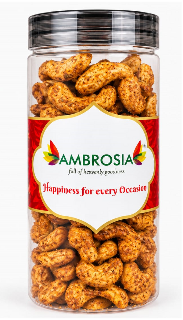 Ambrosia Flavoured Cashews with Salt & Thai Curry, 200g | Premium Roasted Cashew Nuts | Diwali Gift & Festive Snacking
