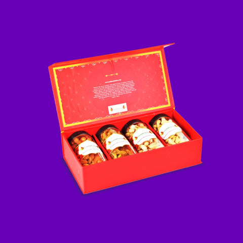 Ambrosia Dry Fruit Gift Box 830g | Premium Almonds, Cashews, Raisins & Pistachios | Festive Hamper | Gluten-Free | Healthy Gifting Pack | With Rakhi, Roli Chawal & Greeting Card