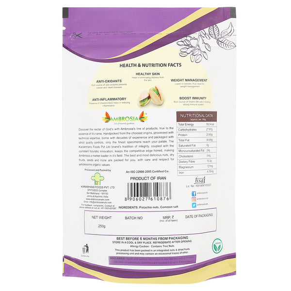 Irani Pistachio 250g | Roasted & Salted