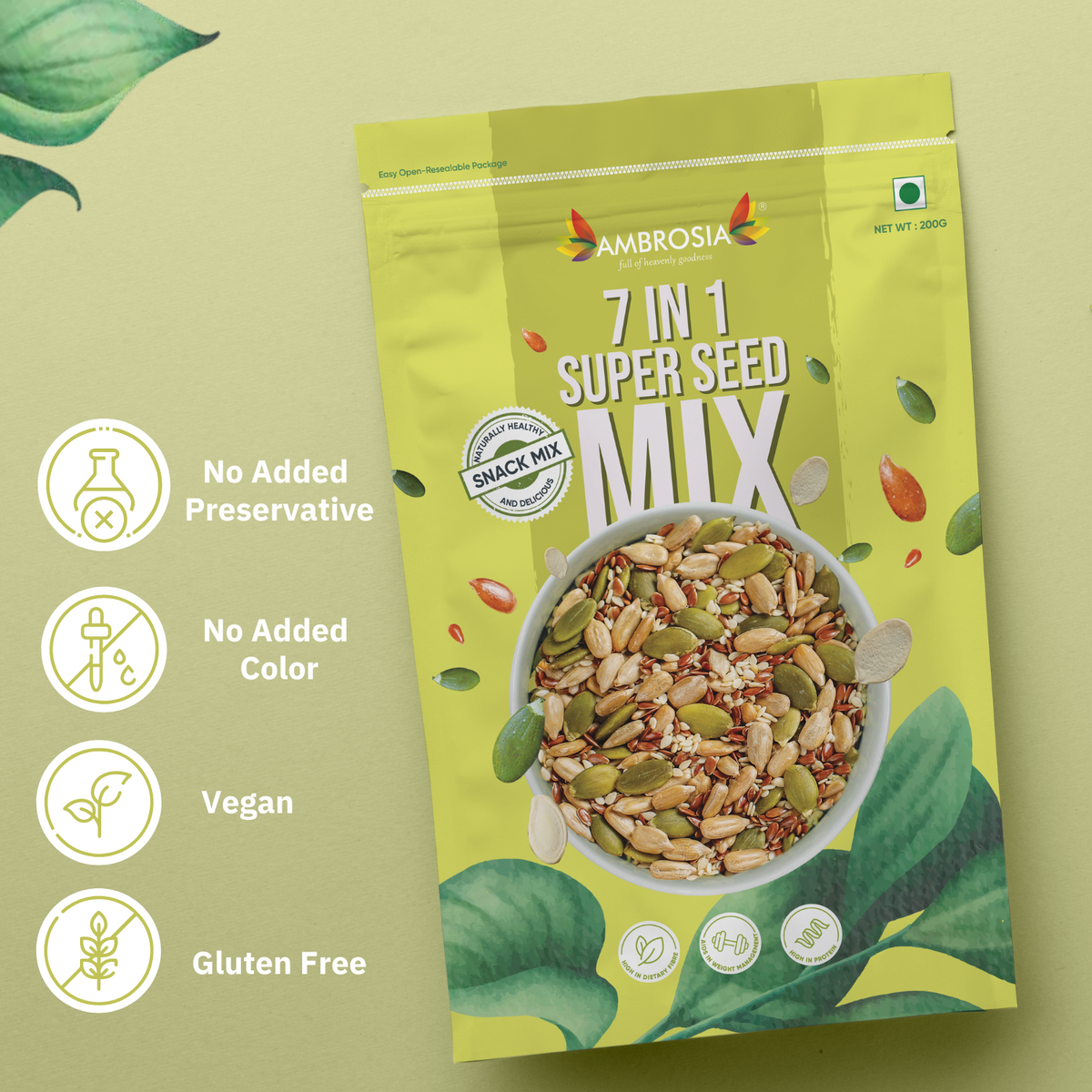Ambrosia 7-1 Seed Mix 200 g | Trail Mix for Naturally Healthy & Delici ...