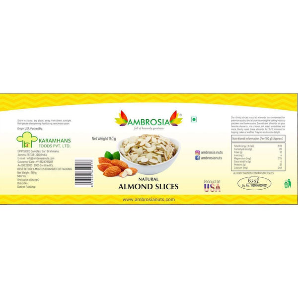 Ambrosia Nuts Cut Almond Slices - Natural 160g