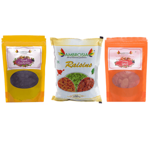 Ambrosia Nuts Online Dried Dried Fruits & Berry Combo 1 Kg ( Turkish Apricots 250g , Cranberry 250g , Raisins 500g )