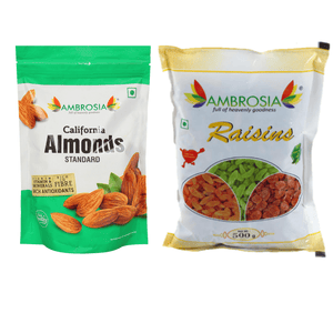 Ambrosia Nuts Online Kernels Almonds & Raisins Combo 1 kg (Pack of 2, Each 500g)