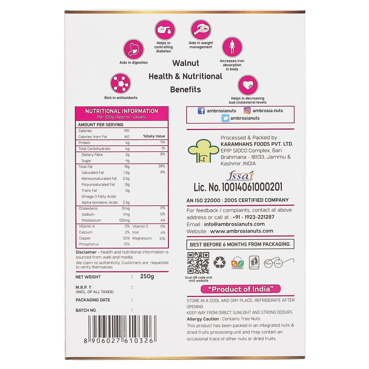 Walnut Kernels 250g -BakerDelight | Light Broken (6-8 pieces ...