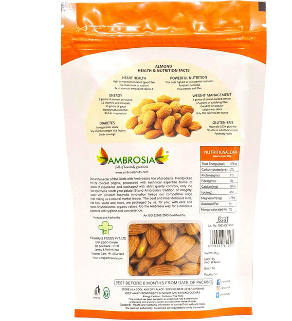 Ambrosia Nuts Online Kernels Combo Pack of Nuts & Raisins Walnuts, Almonds, Pistachios, Raisins, Cashews (Each 250g)