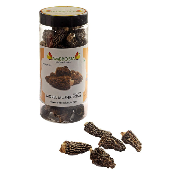 Ambrosia Nuts Online Raw Ambrosia Morel Mushrooms Gucchi - Regular with Tail - 50g Morel Mushrooms Gucchi - Regular 50g