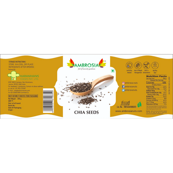 Ambrosia Nuts Online Raw Chia Seeds - Raw 250g